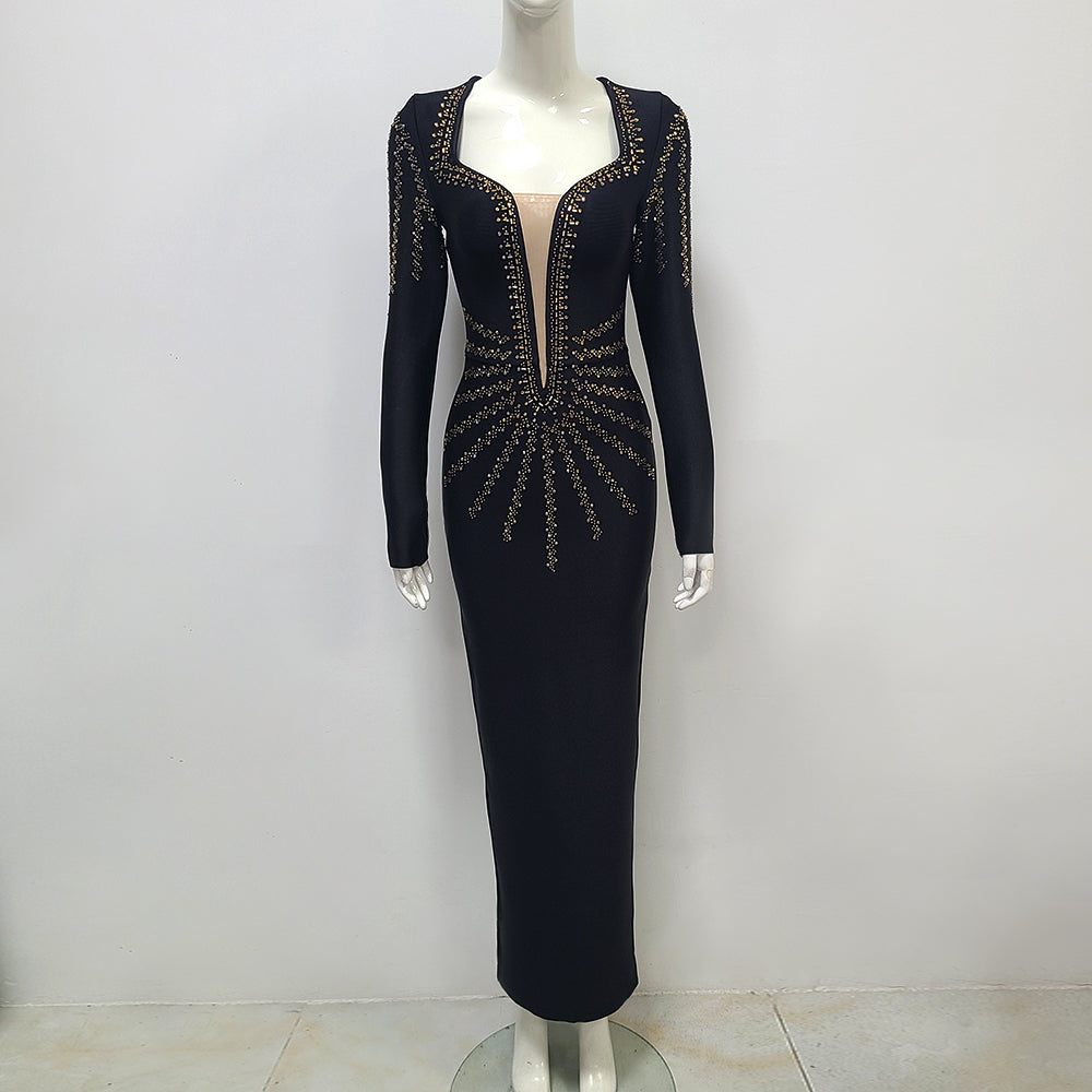 Robe à manches longues Stretch Bandage Gown