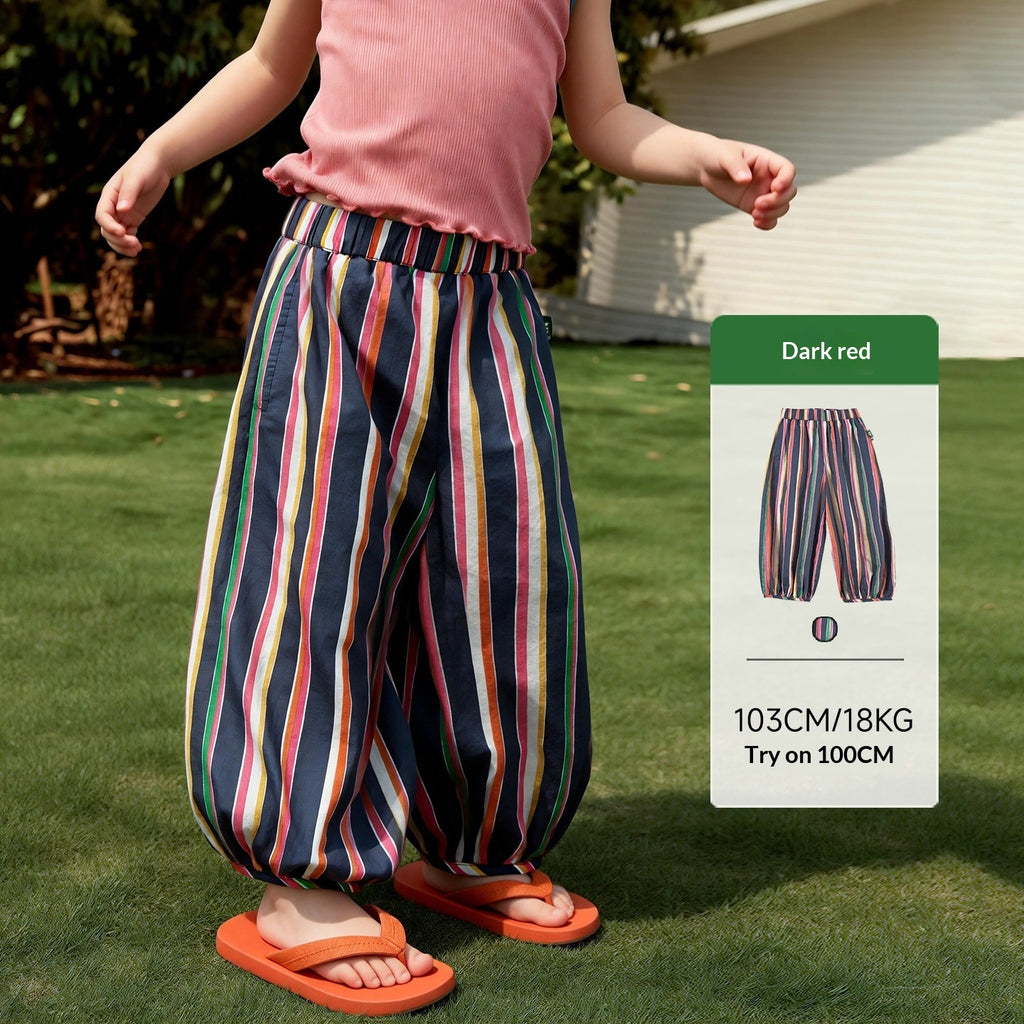 Arrivée enfants Color-Block rayé et Polka-Dot anti-Mosquito pantalons