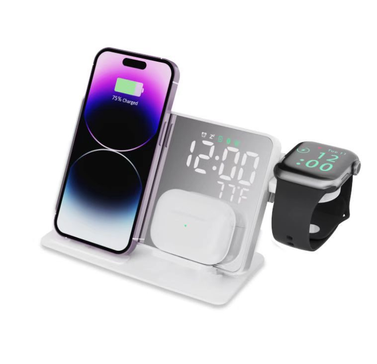 Alarme rechargeable sans fil à deux en un 15W Thermomètre