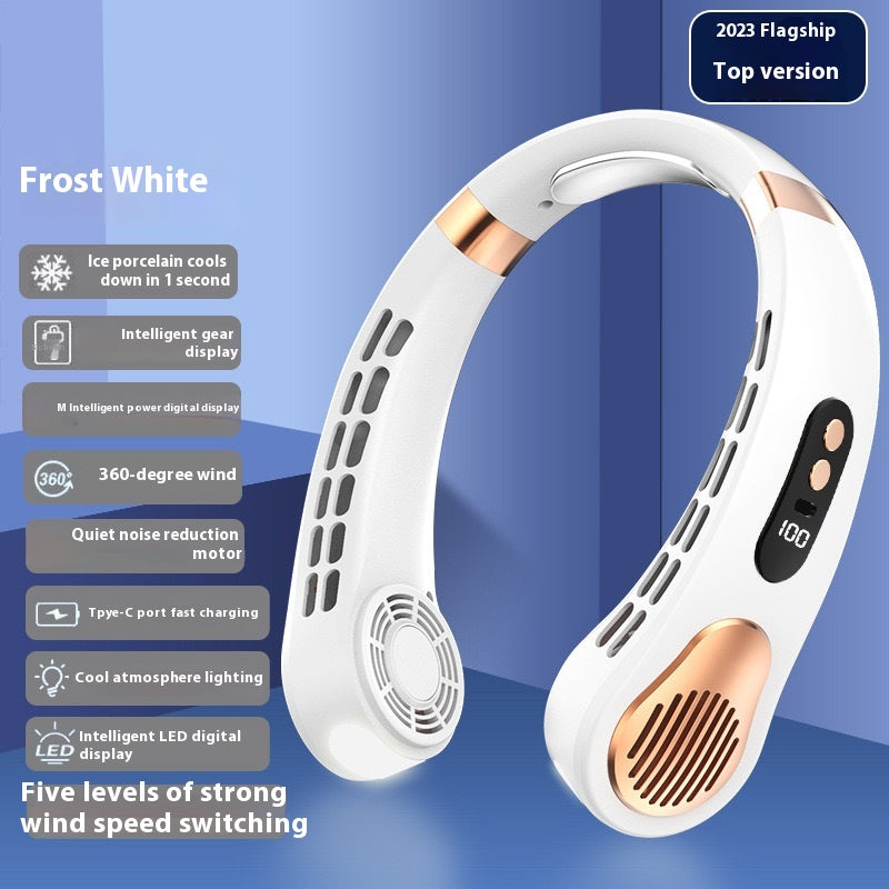 Avec affichage numérique léger Ventilateur de Halter sans feuille USB portable Mute Lazy Student Outdoor Halt