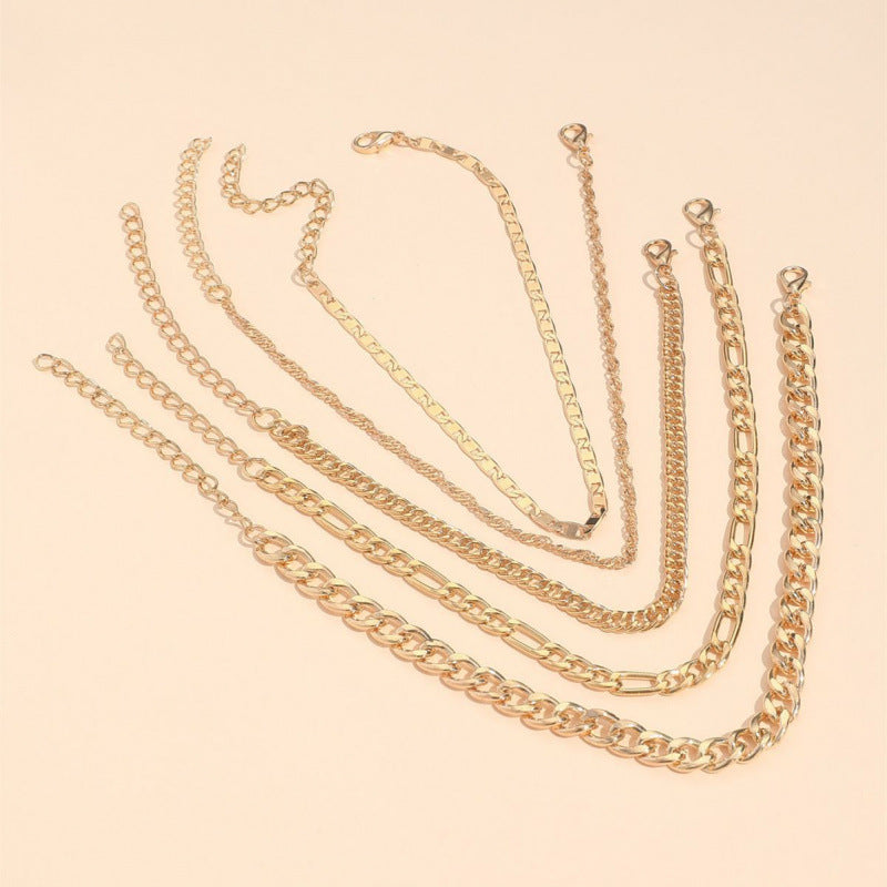 Simple chaîne métallique gracieuse Retro Creative Snake Chain set cinq pièces