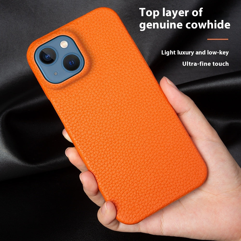 Simple Solid couleur cuir demi-paquet de téléphone Case