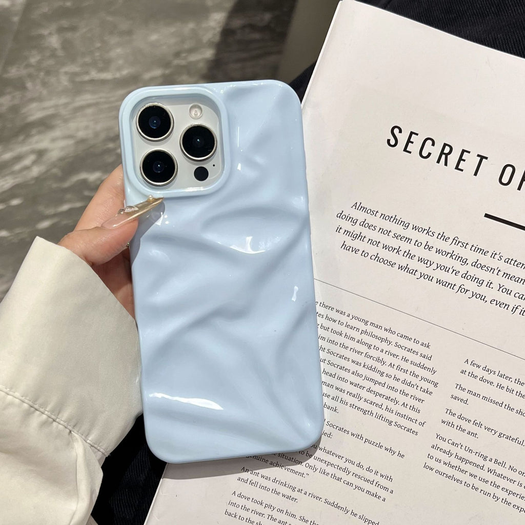 Ins Style Trois dimensions motif plissé Macaron série de couleurs Case téléphone
