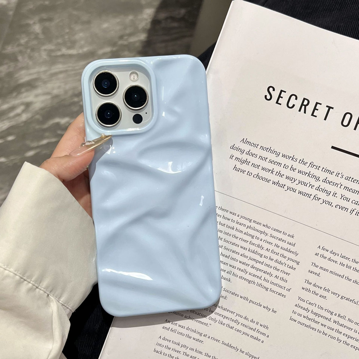 Ins Style Trois dimensions motif plissé Macaron série de couleurs Case téléphone