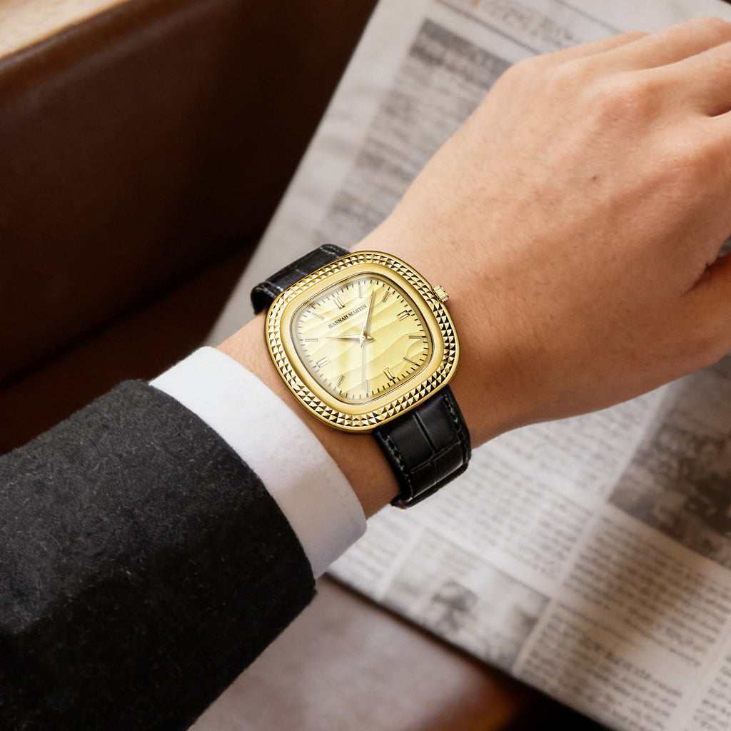 Haute valeur d'apparence Quartz montre avec un véritable bracelet en cuir pour les hommes
