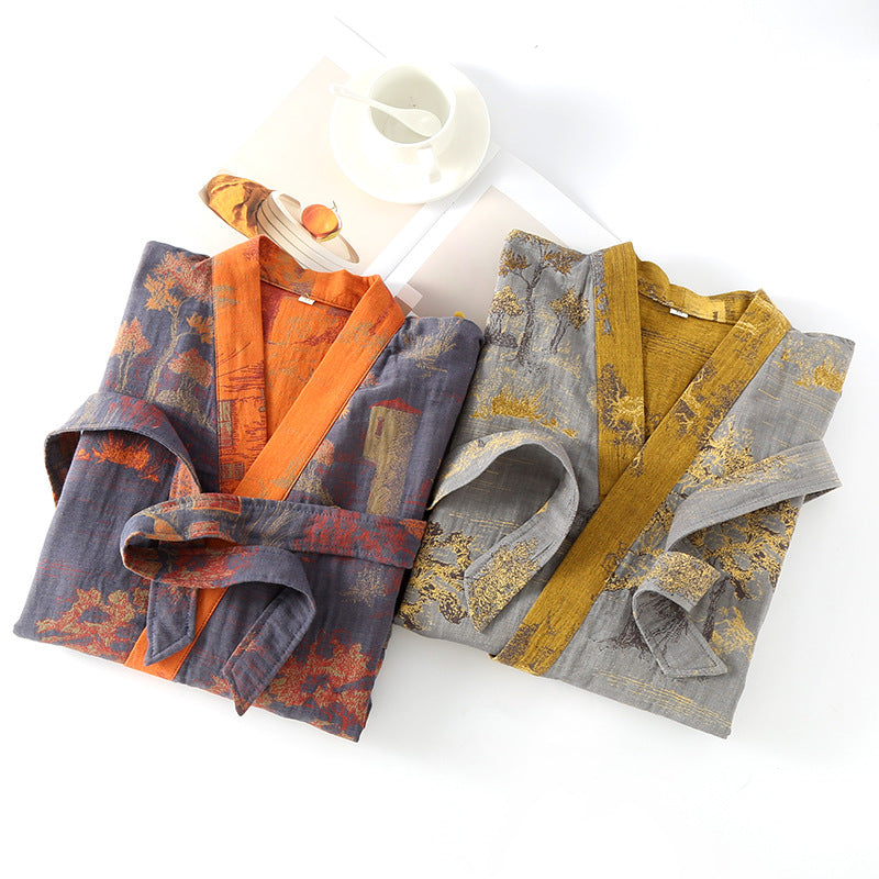Pure coton Jacquard chinois style ceinture chemise de nuit
