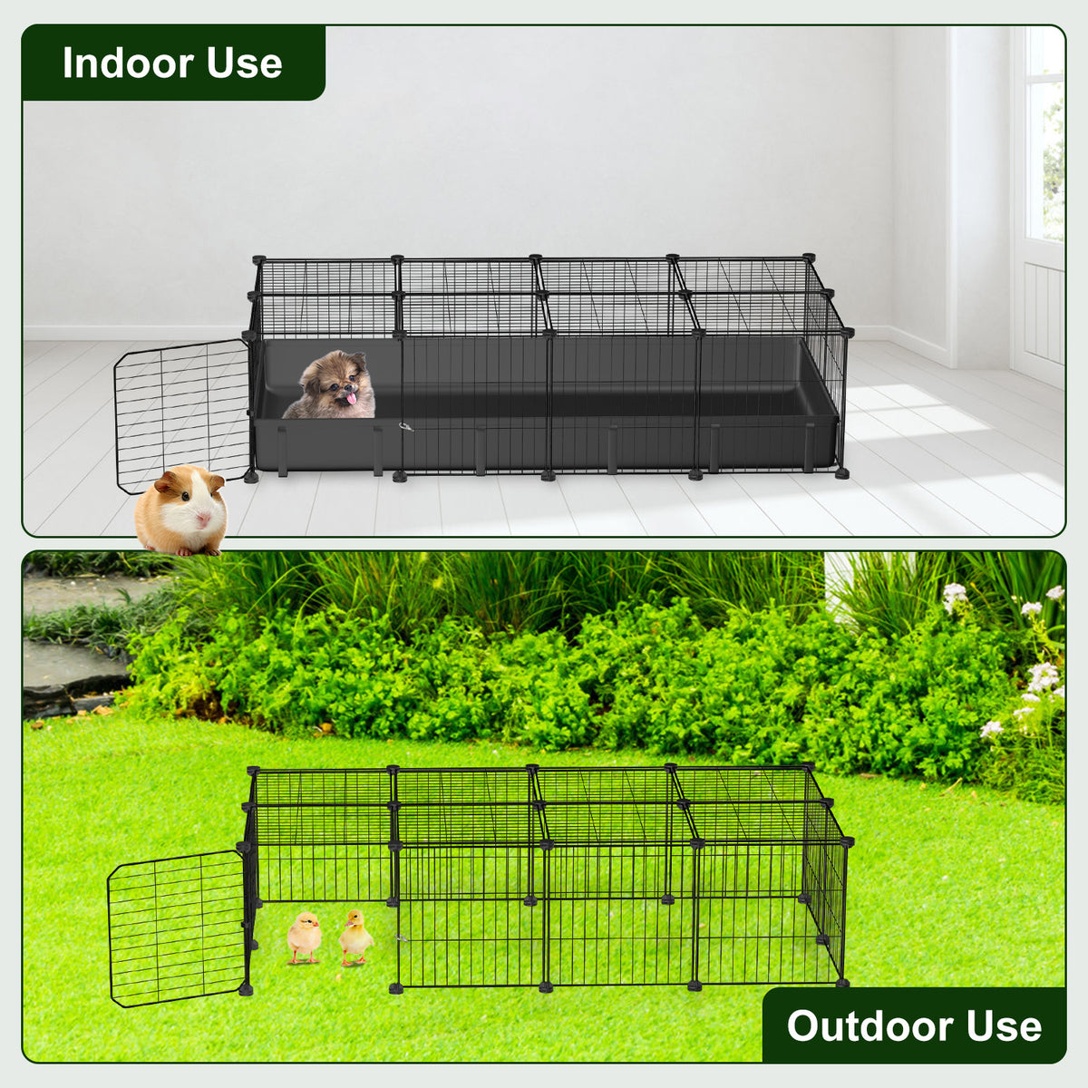 47x24x12IN Guinée Pig Cage Petit parc de jeux d'animaux Bricolage Boîtier pour animaux en métal avec 20 panneaux Wat
