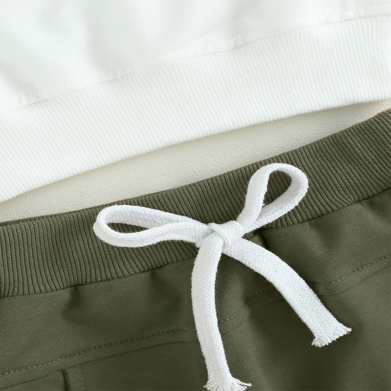 Sweatshirt 2 pièces de bébé garçon ensemble rond col lettre Imprimer Top & Drawstring Jogger Pantalons Fo