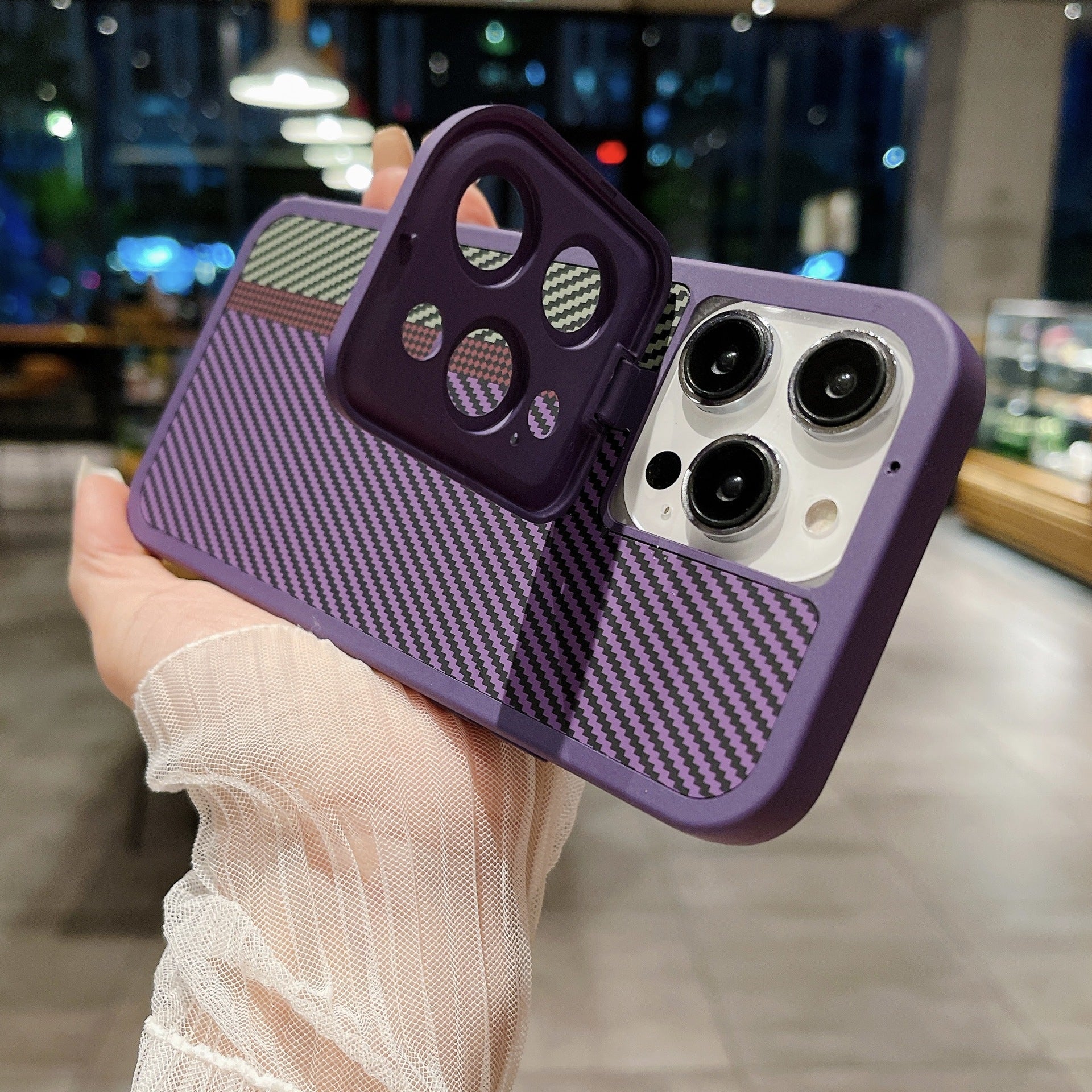 Boîtier de téléphone magnétique en fibre de carbone