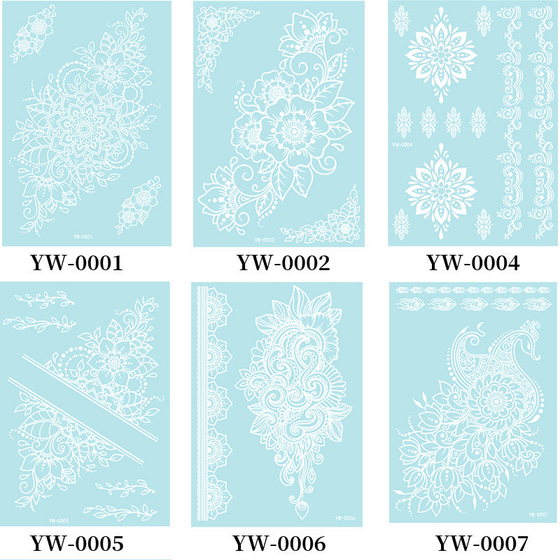 Stickers Tattoo Glow In The Dark Henna Intricate Dentelle Hand & Arm Designs pour Halloween Chr