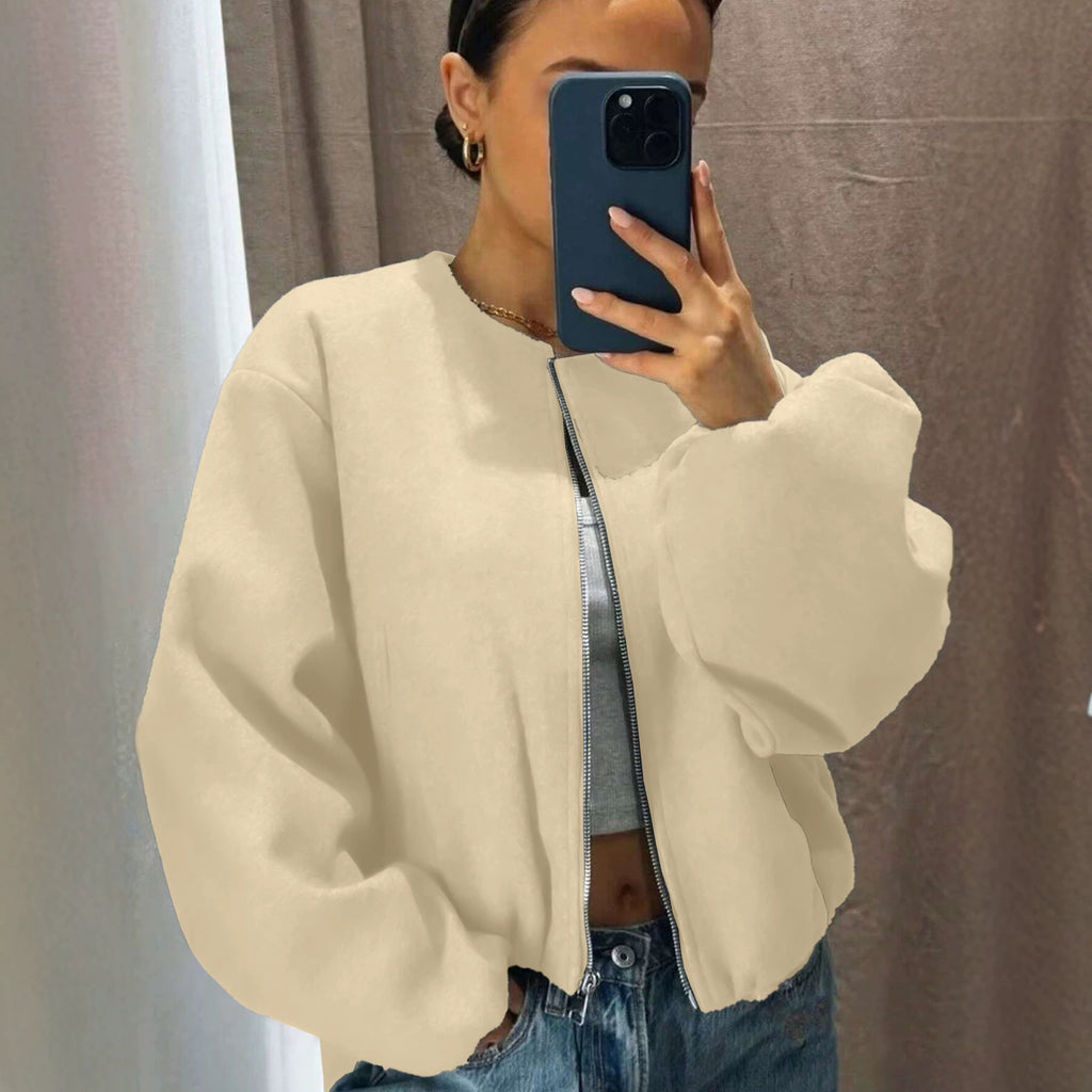 Veste courte zippée avec manches longues