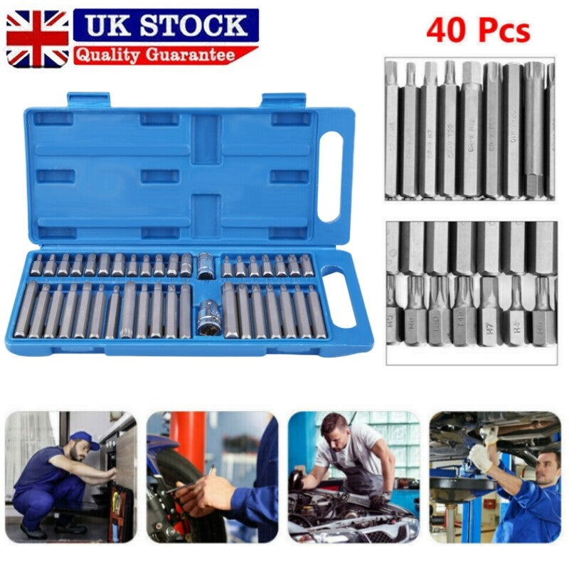 40 X Allen clé Torx hexagonale Star socket bit jeu d'entraînement outil de réparation de voiture 1-2 3-8
