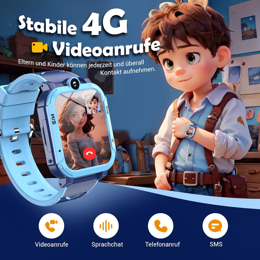 4G Kids Smart Watch avec GPS Tracker Vidéo Call Touch écran caméra étanche