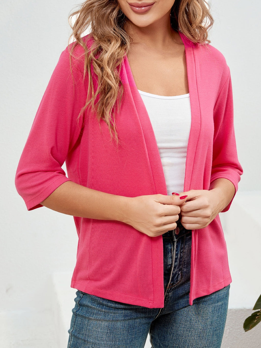 Élégante Outwear Sun-Protection Top Cardigan tricoté à manches trois quarts