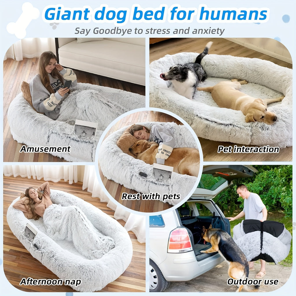Lit de chien humain surdimensionné pour adultes et animaux de compagnie