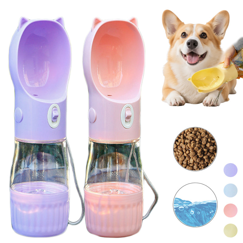 2 en 1 Bouteille d'eau pour chien portable pour petits grands chiens Chat extérieur puppy à l'épreuve des fuites