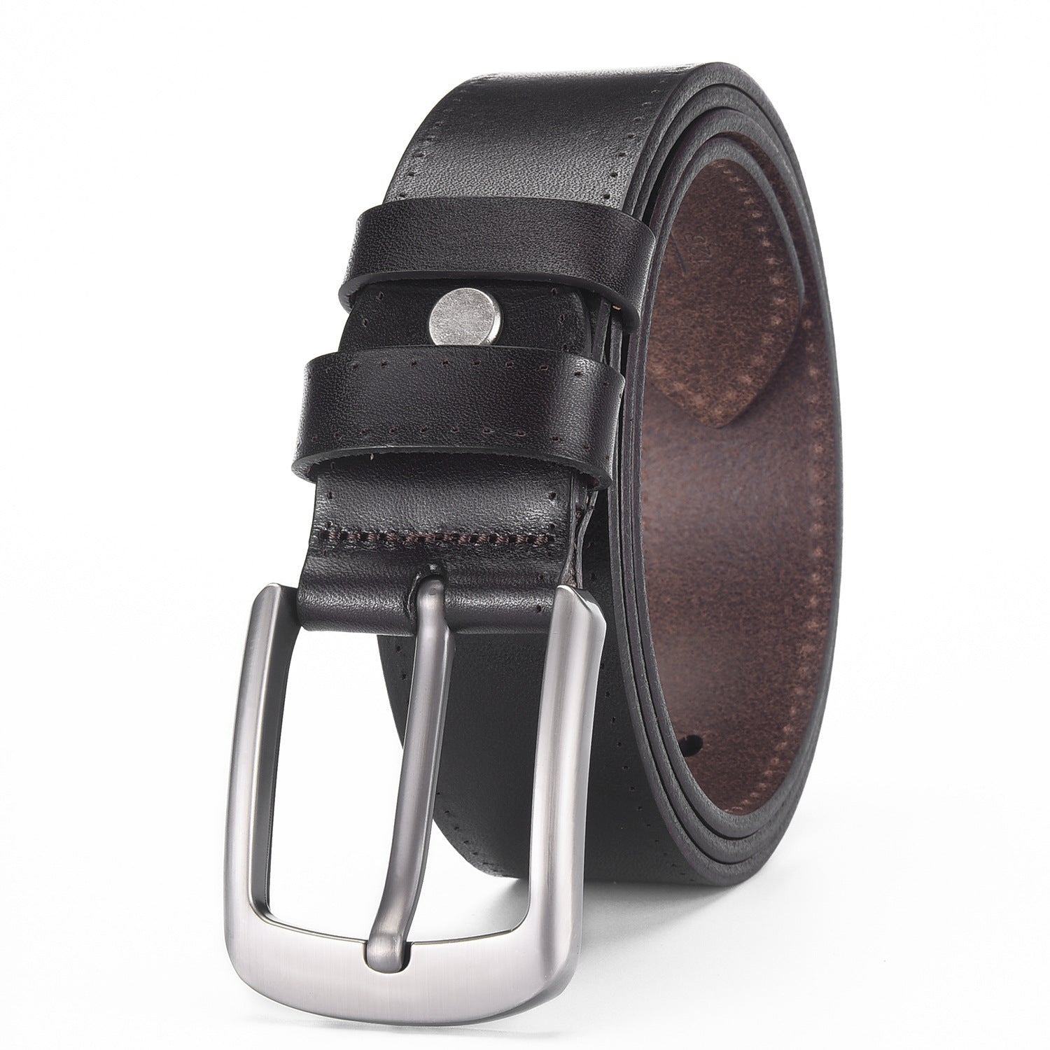 Ceinture de cuir de vache de première couche en alliage d'épingle pour hommes