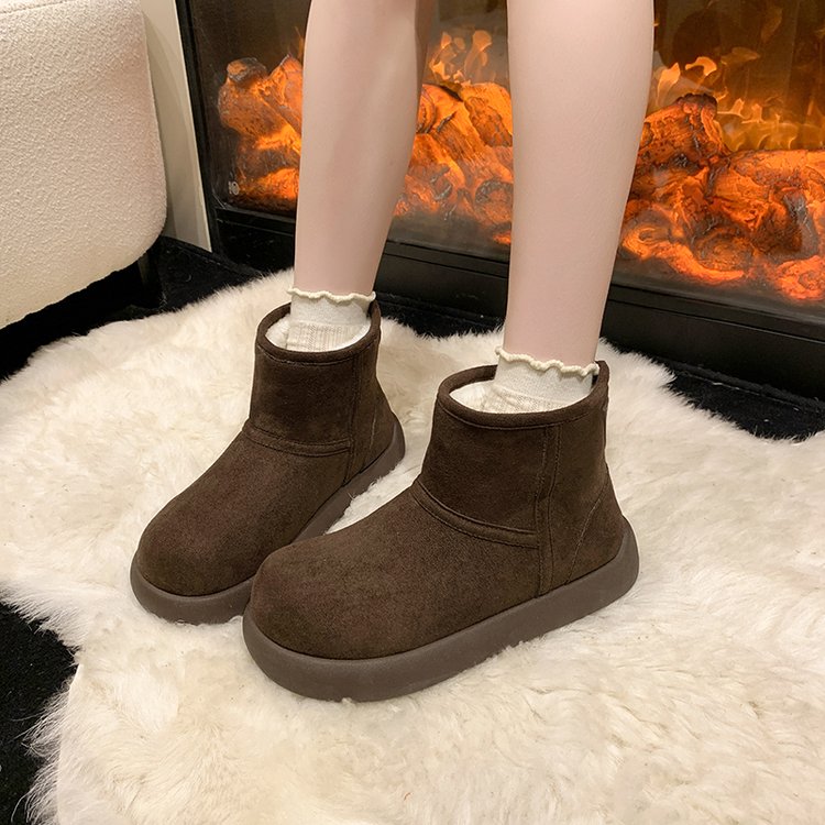 Soin épais, augmentation de la hauteur, et des bottes de neige épaisses en peluche, la mode rétro, chaud coton Boo