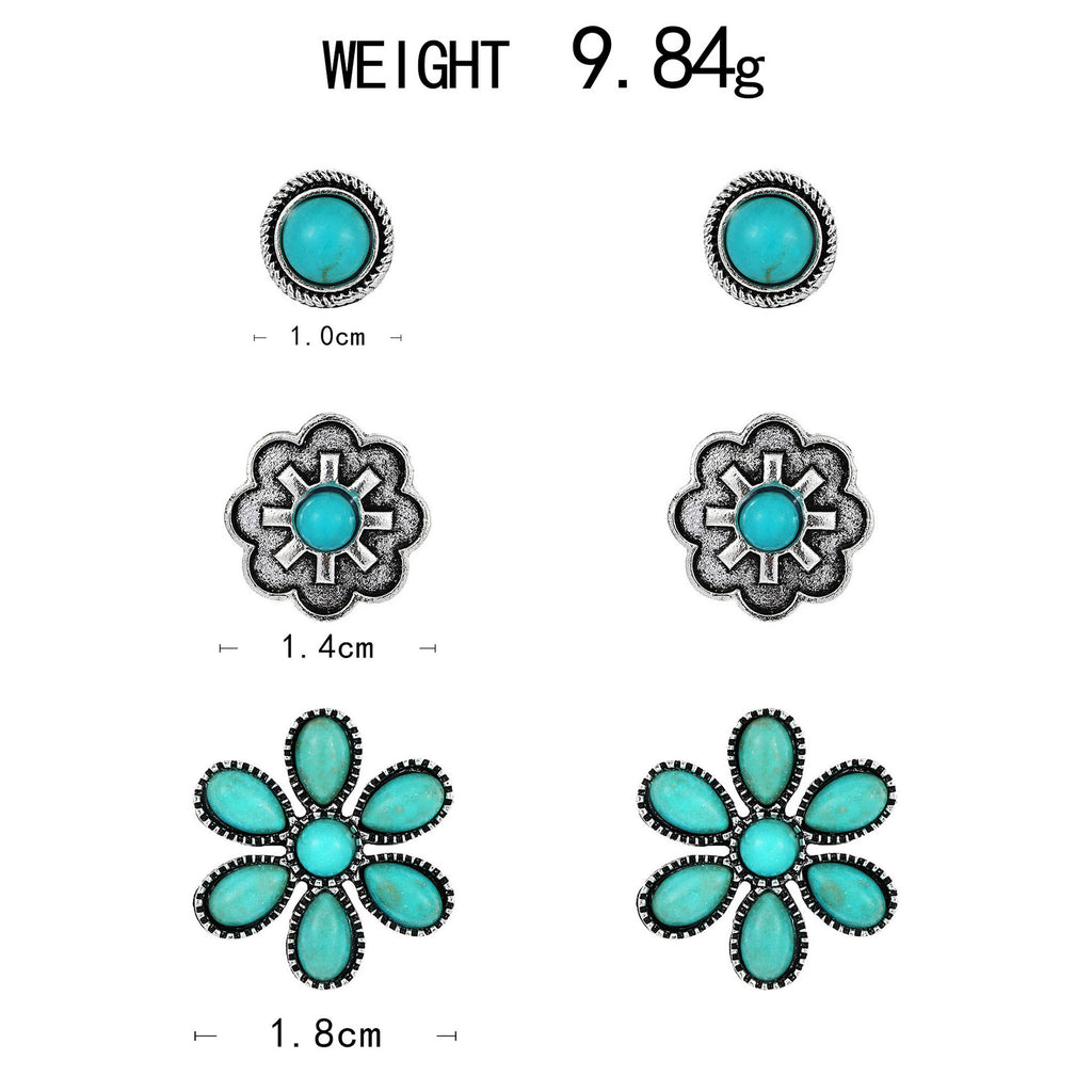 Boucles d'oreilles florales rondes style bohème rétro
