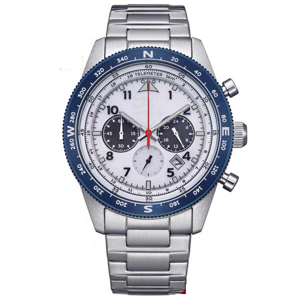 Montre masculine multifonctionnelle à six broches de quartz lumineux