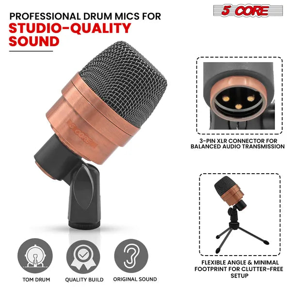 5 Core Tabla Mic Indian Instrument Microphone Set pour Bayan & Dayan Dholak Uni-directionnel