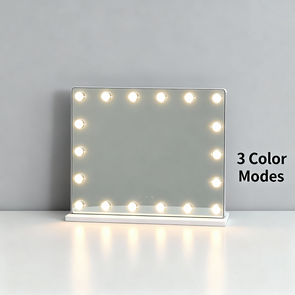 Miroir LED Vanity avec 15 ampoules - Multi Color Lighting Miroir de maquillage rechargeable pour la maison