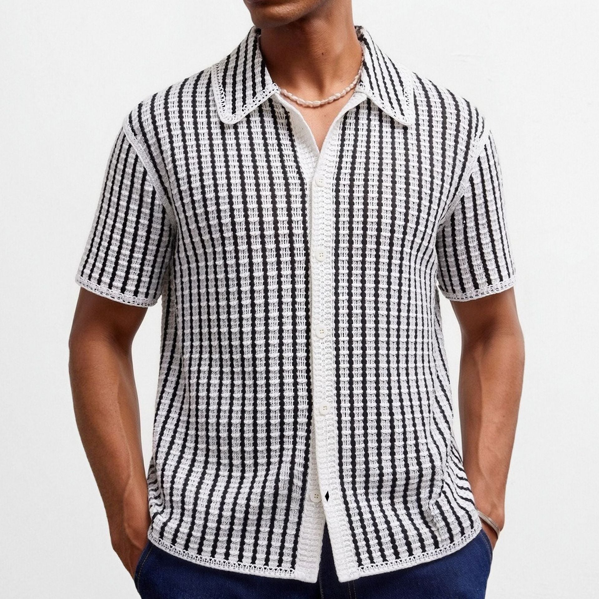 Sweater en maille rayée pour hommes de style européen et américain