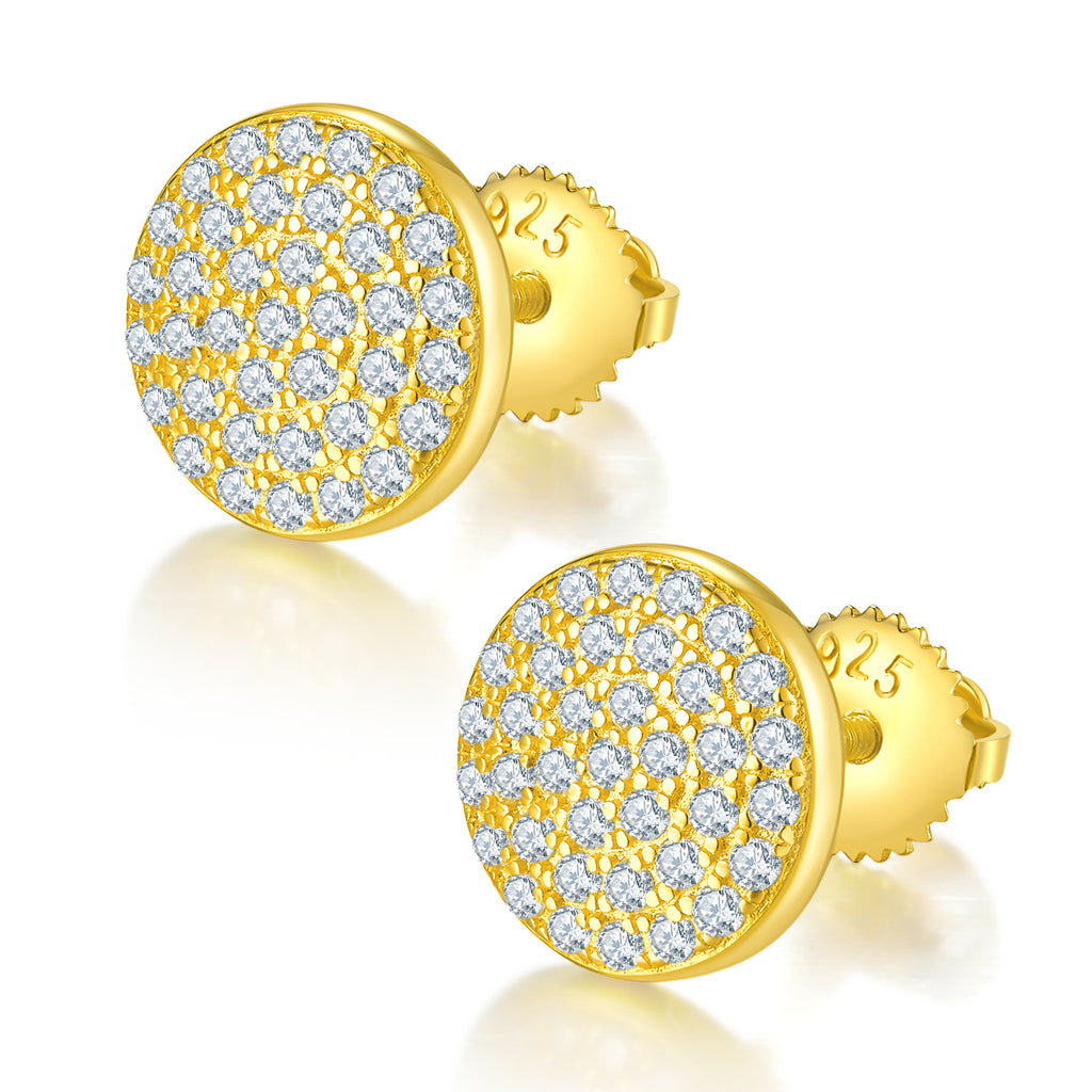 S925 Argent Sterling 74pcs D Couleur VVS1 Boucles d'oreilles Moissanite ronde 10mm Pave 1.6g Scre