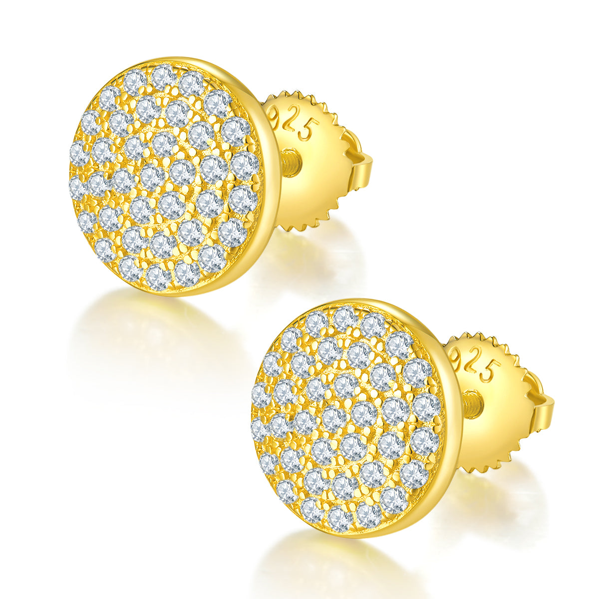 S925 Argent Sterling 74pcs D Couleur VVS1 Boucles d'oreilles Moissanite ronde 10mm Pave 1.6g Scre