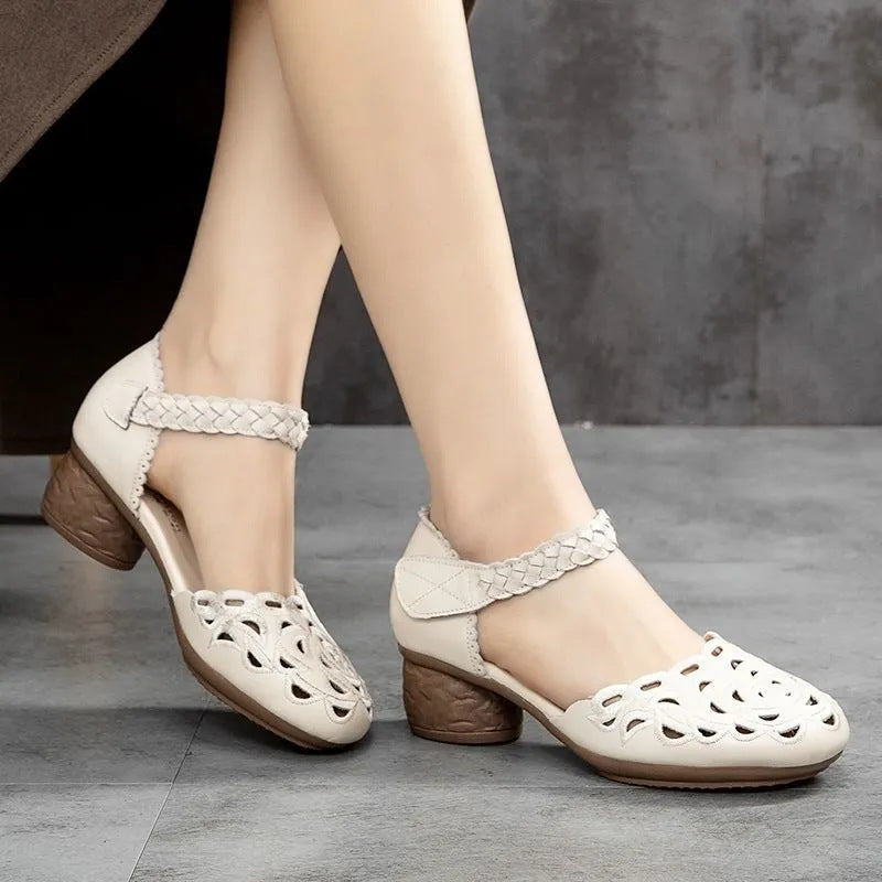 Femmes Mode polyvalent orteil rond Hollow-out chaussures plates