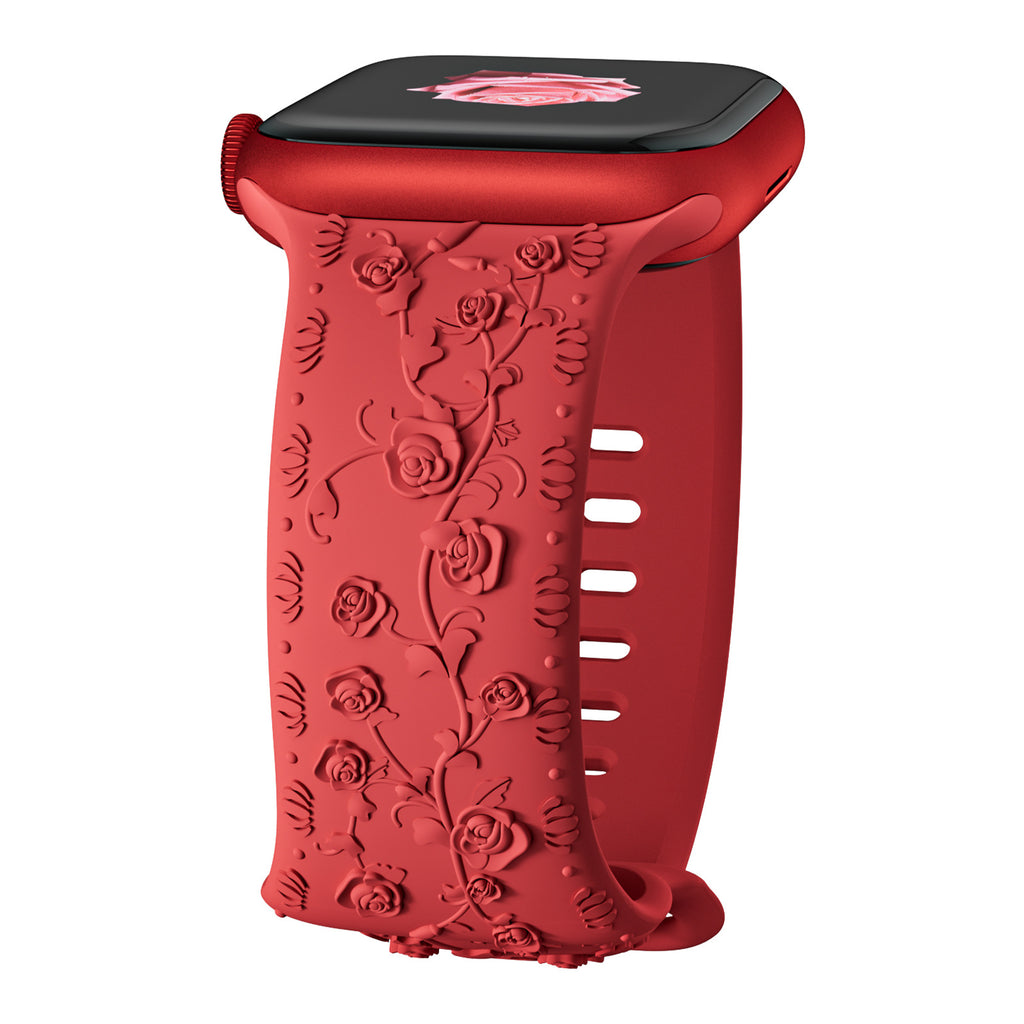 Bracelet de montre en silicone rose embossé