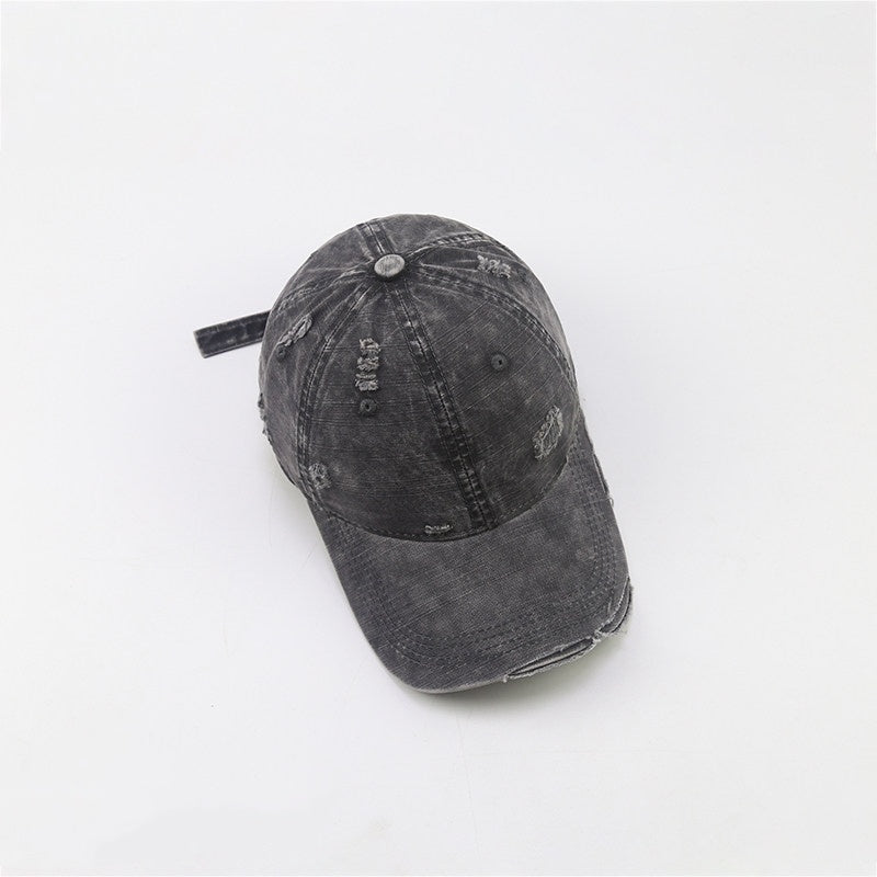 Femmes Street-style Détresse lavé Ripped Soft-crown Cap