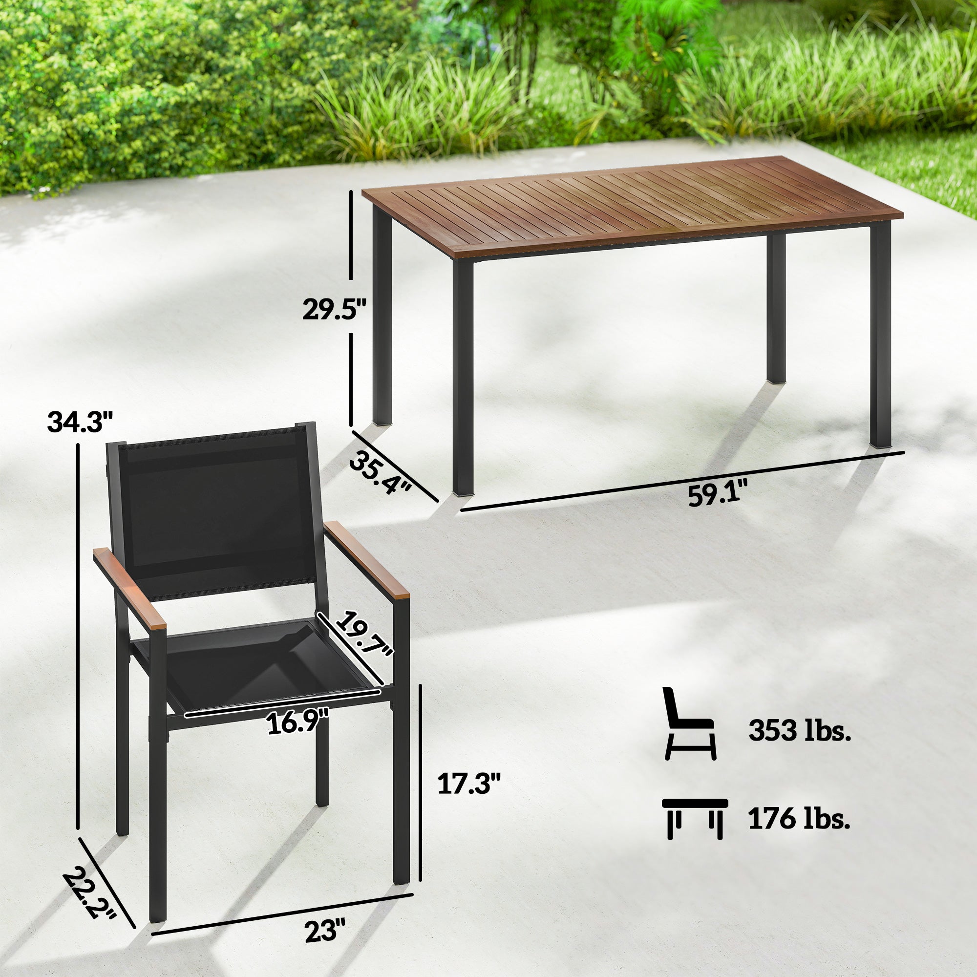 Ensemble salle à manger extérieure pour 4 personnes