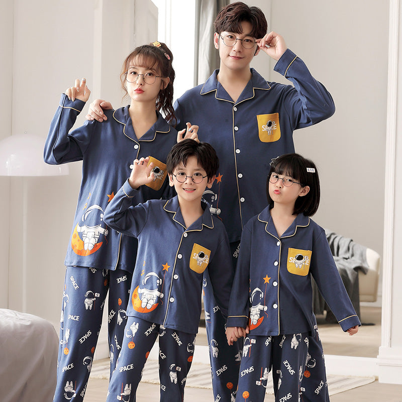 Coton Parent-enfant Pyjama Printemps et Automne Longue Manche Style mince