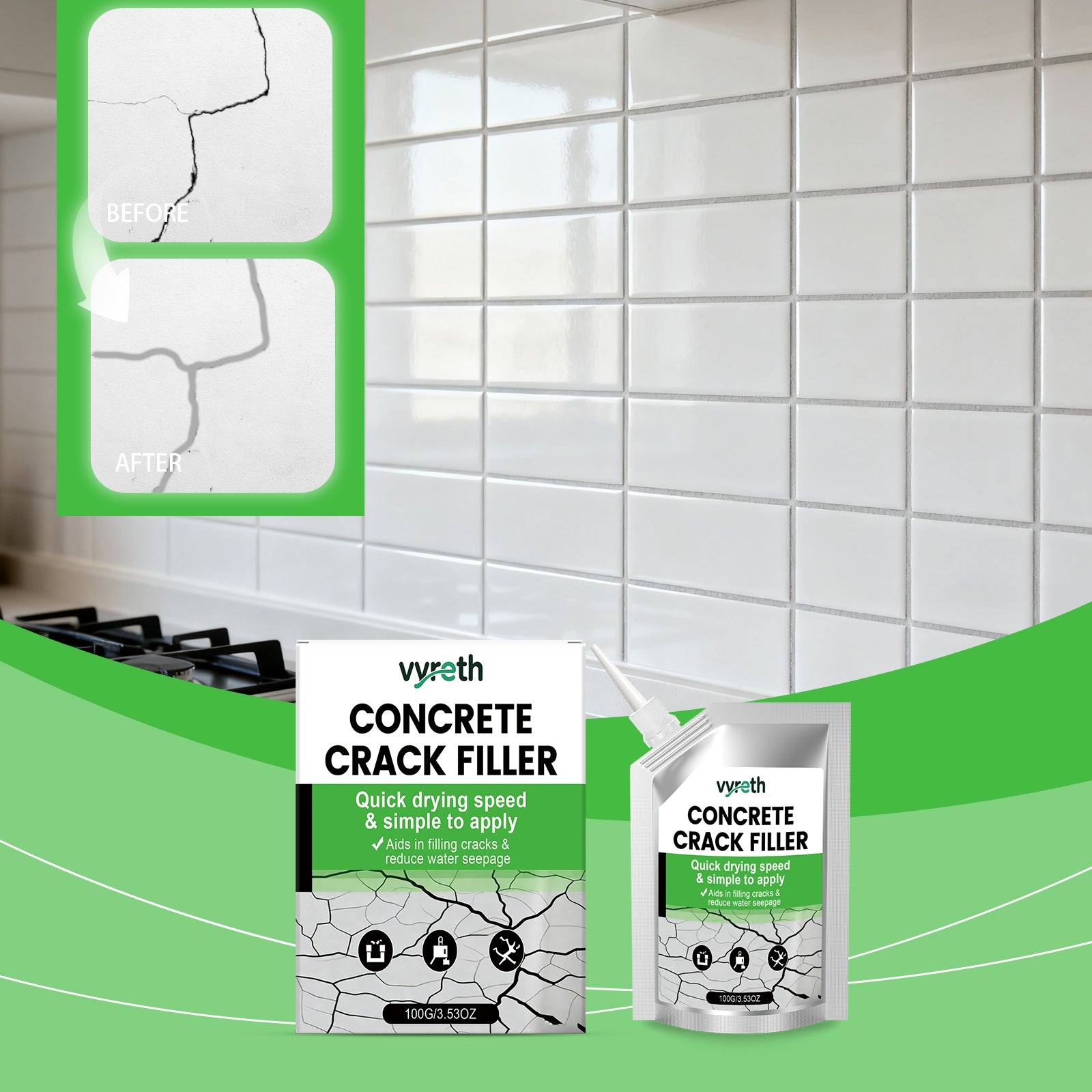 Remplisseur de fissure imperméable 1 00g-1box