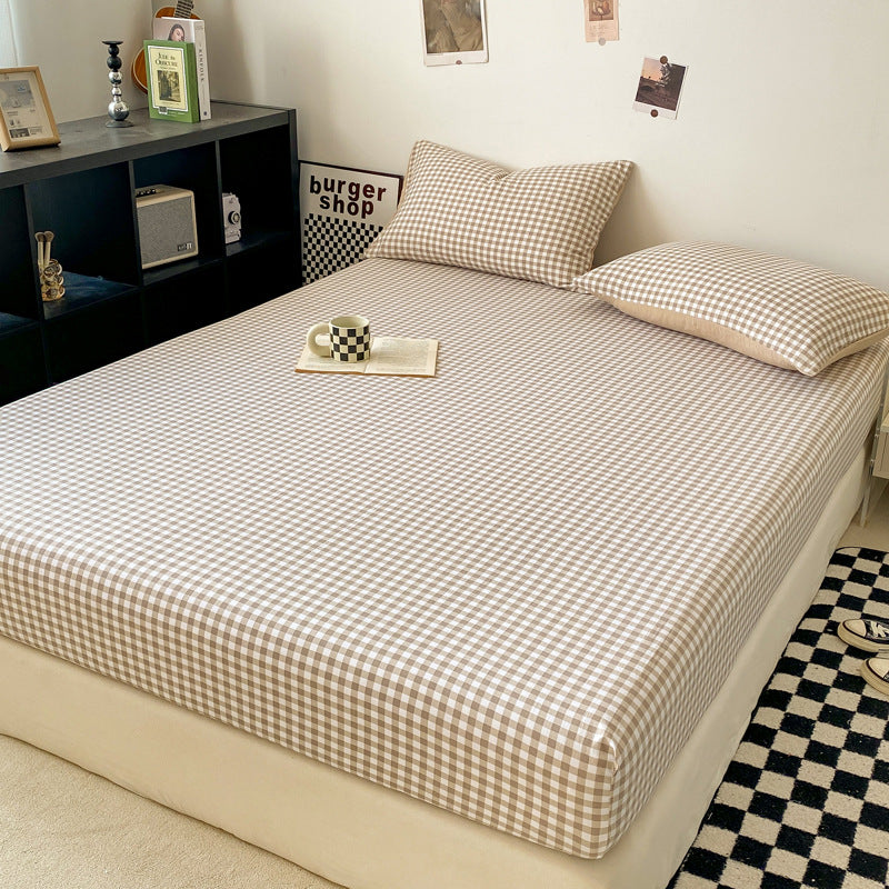 Minimalist Coton Lavé Couleur Solide Produit simple Fitted Sheet