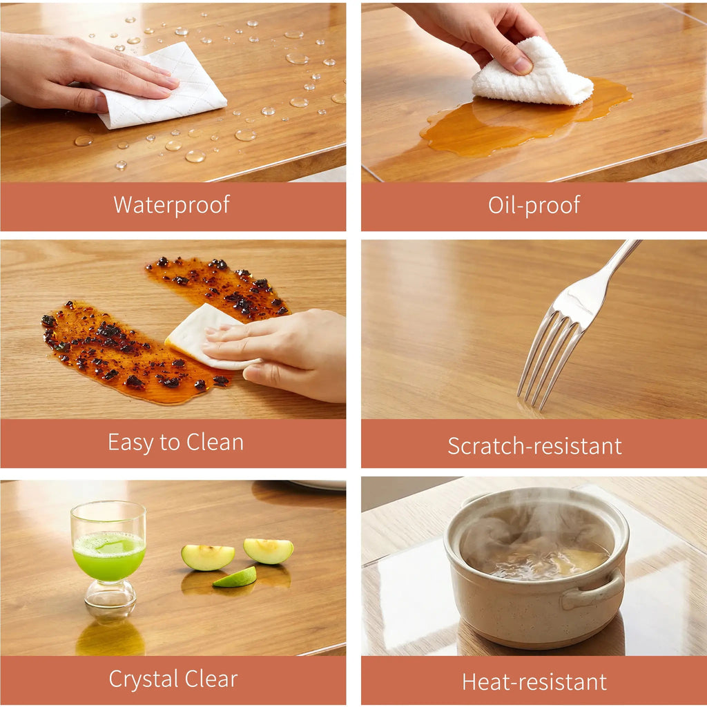 Protecteur de table et de plancher transparent- housse en PVC résistant à l'eau pour tables