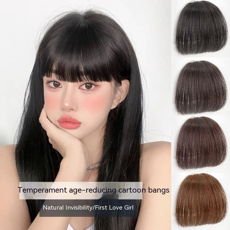 Naturel Avant-tête artificiel cheveux droit Bangs perruques ensemble sans coutures ensemble perruque invisible