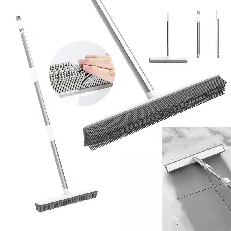 2-in-1 rubber broom and squeegee brush