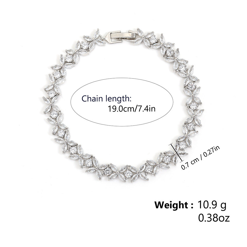 Femmes Marquise ronde CZ Floral bracelet de tennis
