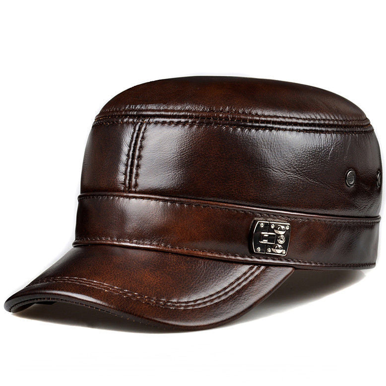 Chapeau en cuir pour les hommes chaud plat protection de l'oreille supérieure