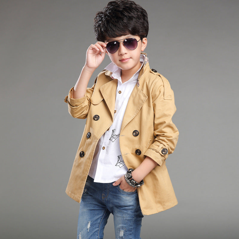 Mid-long Trend Casual Trench Coat pour garçons