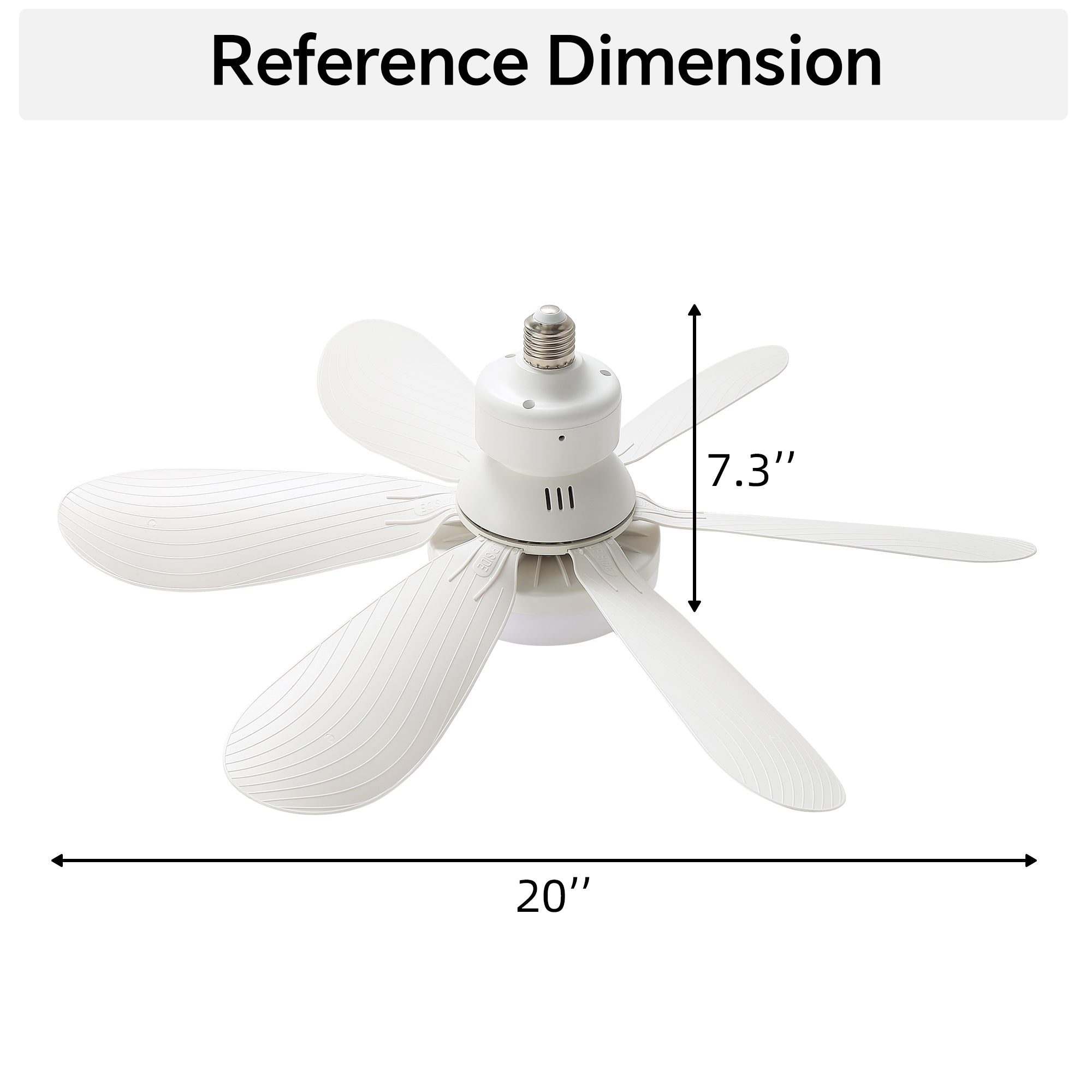 Eventail de plafond portable de 20 pouces avec lumière et télécommande