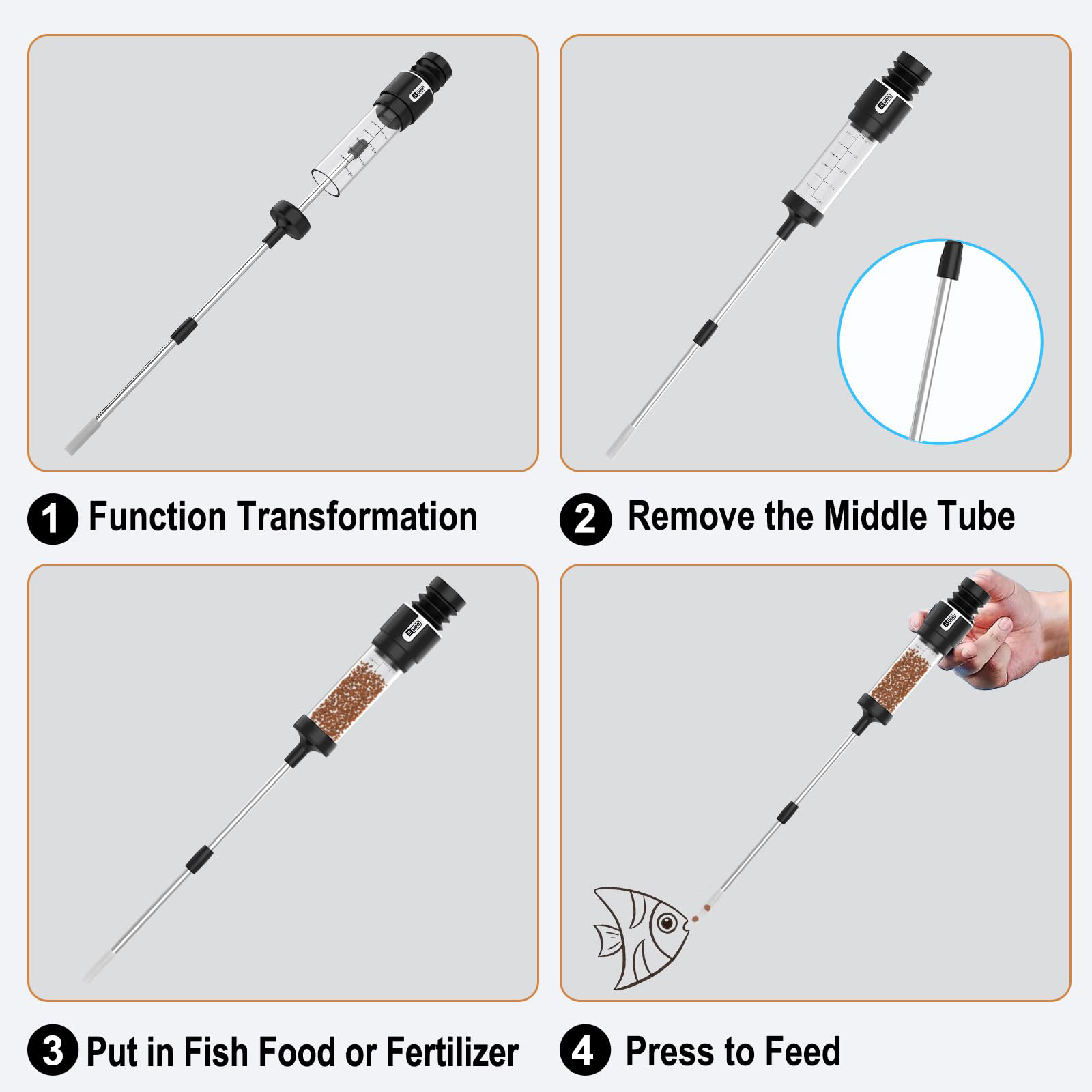 Sans souci Aquarium de poisson Siphon mis à niveau Turquie Baster Fish Poops Collector Tube d'alimentation pour