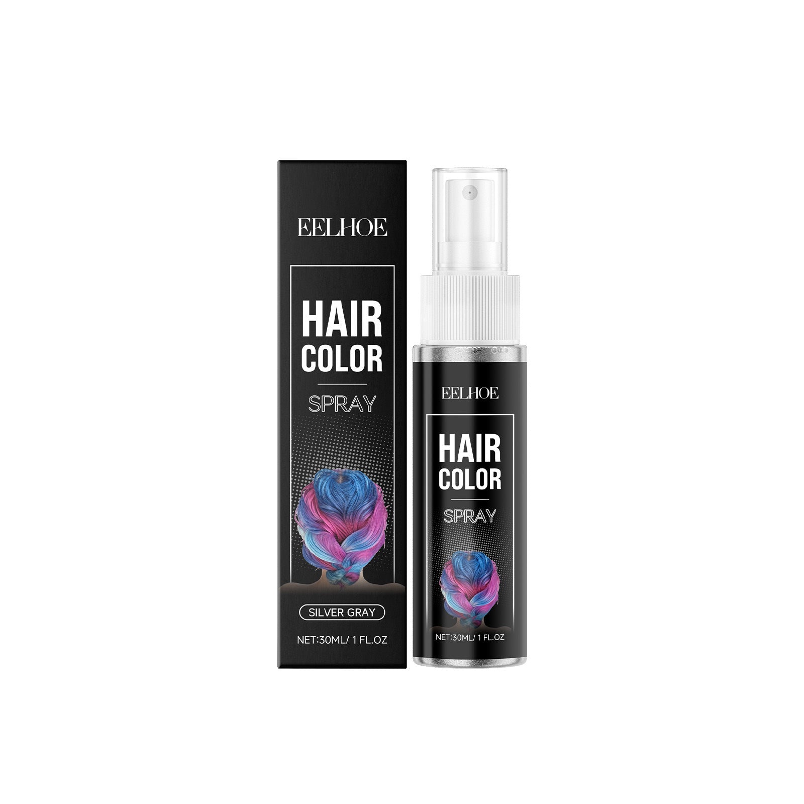 Spray de couleur de cheveux temporaire gris argenté pour même application Facile à colorier et livre Moi