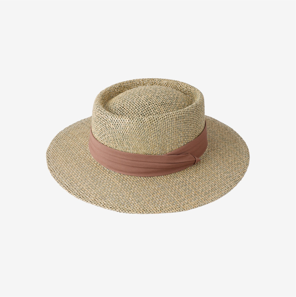 Chapeau de paille plat Hollow de style vieux argent pour femmes