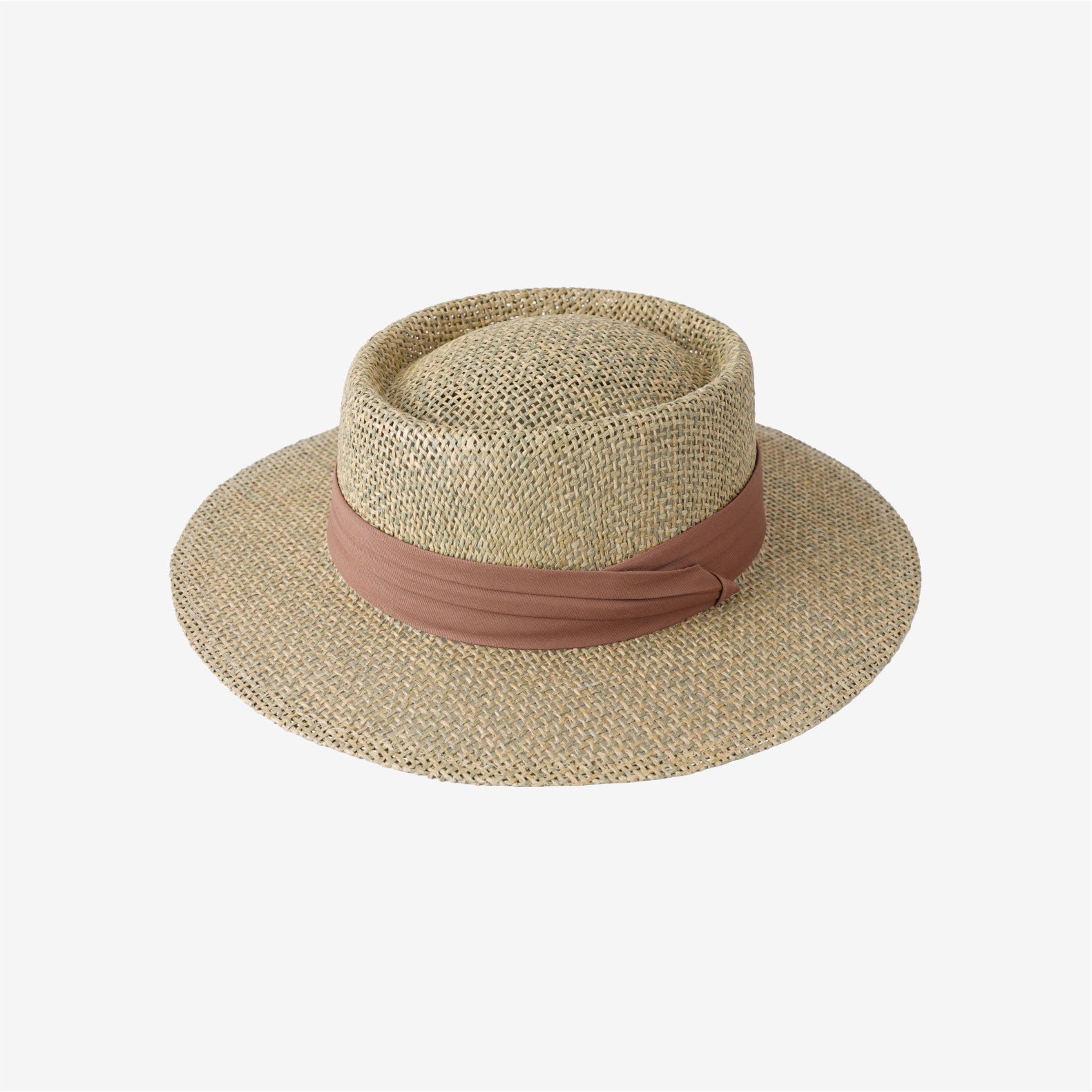 Chapeau de paille plat Hollow de style vieux argent pour femmes