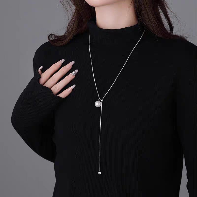 Femmes Dainty Pearl Collier Collier Niche de luxe Collier chaîne de sweater