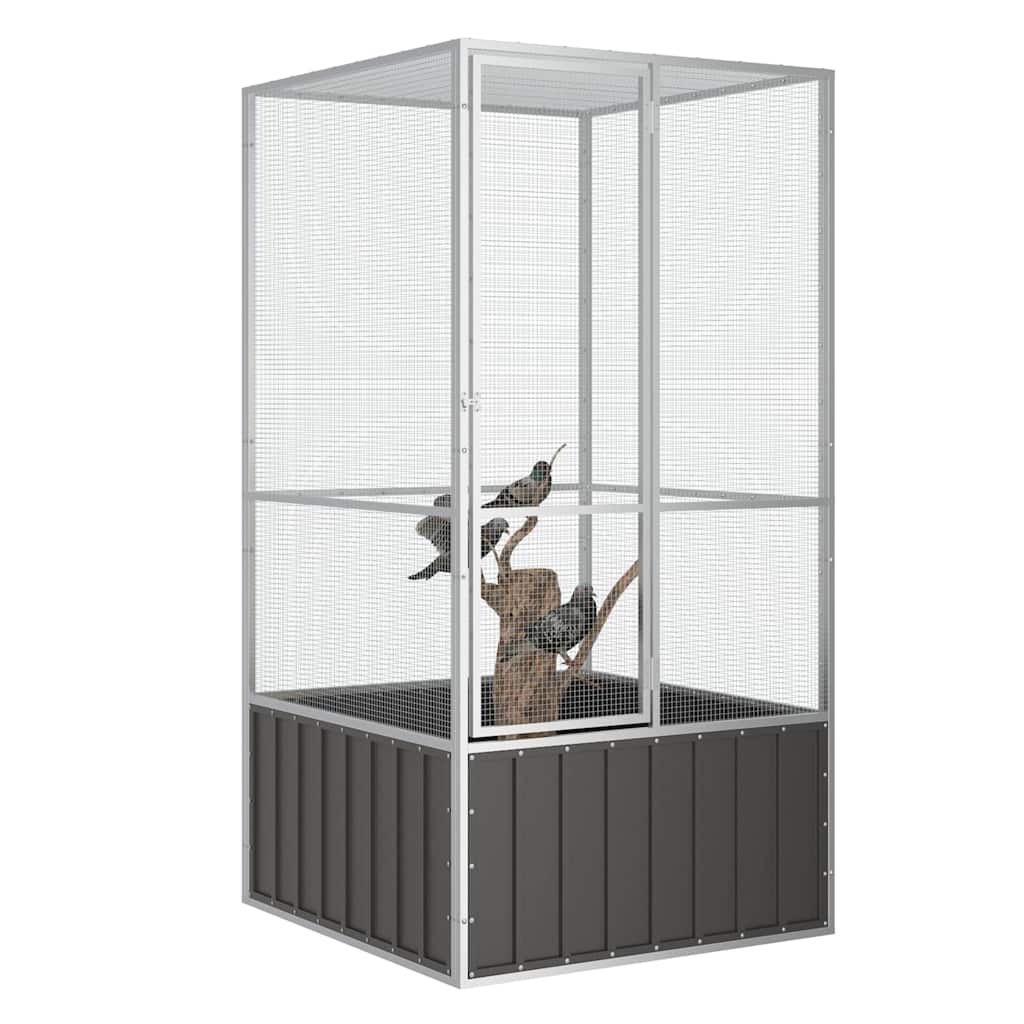 Cage d'oiseau anthracite 111x107x211,5 cm Cage d'oiseaux galvanisé