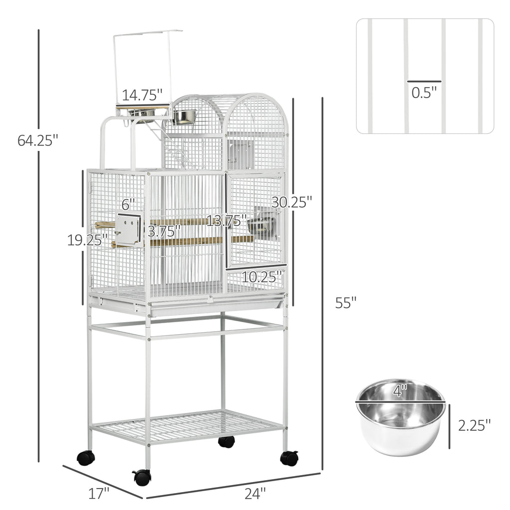 Cage grand perroquet de 55" avec crochet de jouets au-dessus de la perche d'oiseau supérieure